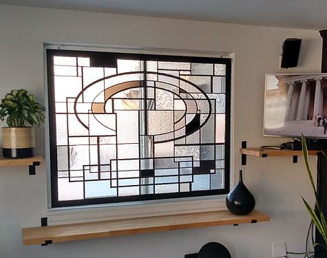 living room privacy stained glass