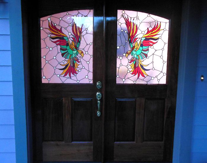 phoenix entry doors stained glass
