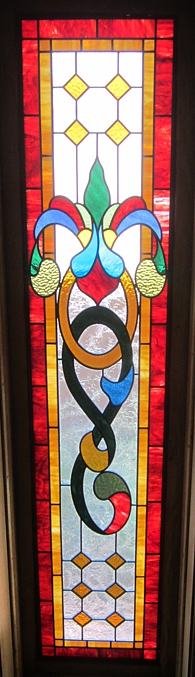 detail of stair case stained glass